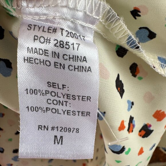 Entro Pink & Ivory Colorblock Ruffle Cuff Polka Dot Blouse M - Picture 10 of 10